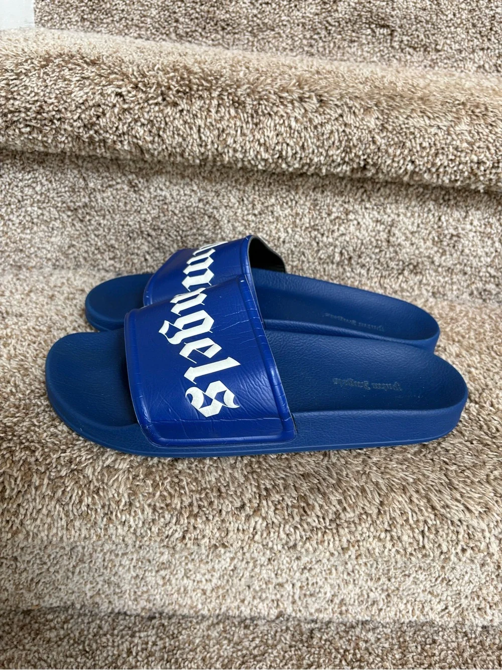 Palm Angels Men’s Royal Blue Logo Slide Sandals